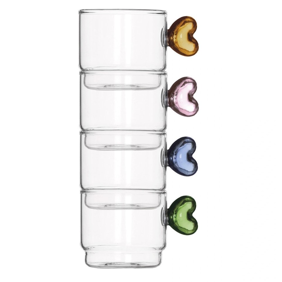 Acquista online Brandani ensemble de 4 tasses cœur en verre empilables cod.51013 Brandani